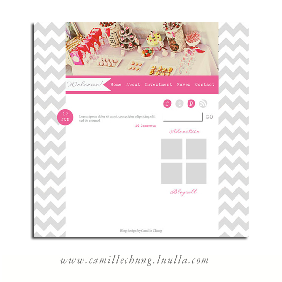 Gorgeous Wordpress Chevron Blog In Grey And Pink By Camille Chung